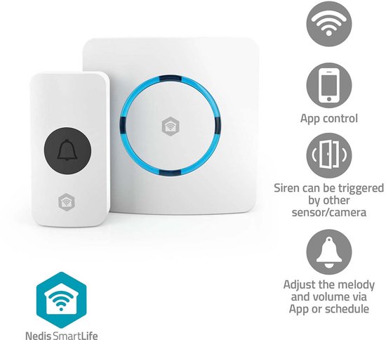 Nedis SmartLife Deurbelset - Draadloze Deurbel met Gong - Plug In - Wit van Merkloos — afbeelding 2