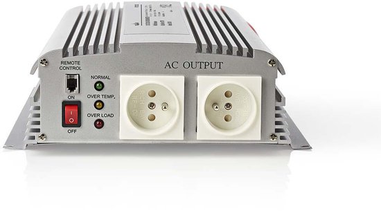 Nedis Auto Omvormer 1700W – 12V / 230V – 2x Stopcontact – Gemodificeerde Sinusgolf – Schroefaansluiting – Spanningsomvormer