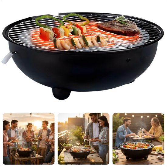 Cheqo® Elektrische Tafel Bbq - Elektrische Tafelbarbecue - Tafel Bbq - Tafelbarbecue - Elektrische Bbq - Elektrische Barbecue - Tafel Grill - Elektrische Grill - Indoor Bbq - Bbq voor Binnen - Rookvrije Tafel Bbq