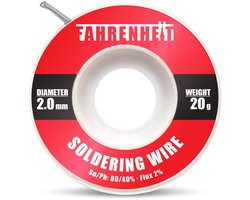 Professioneel Soldeertin Soldeerdraad 2mm 20g - 60/40 Tin-Lood met 2% Flux - Professionele Soldeertin voor Elektronica & Reparaties (55136)