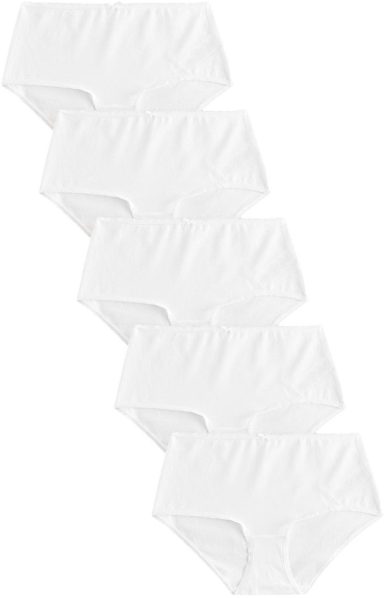 Next - Dames - Set van 5 midi-slips met hoog katoenpercentage - Wit