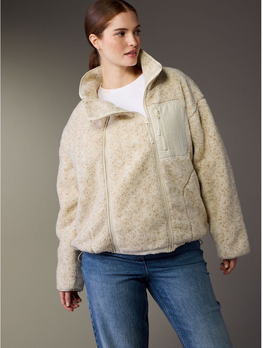 Next - Dames - Maternity Teddy Borg Zip Through Fleece Jacket - Crème