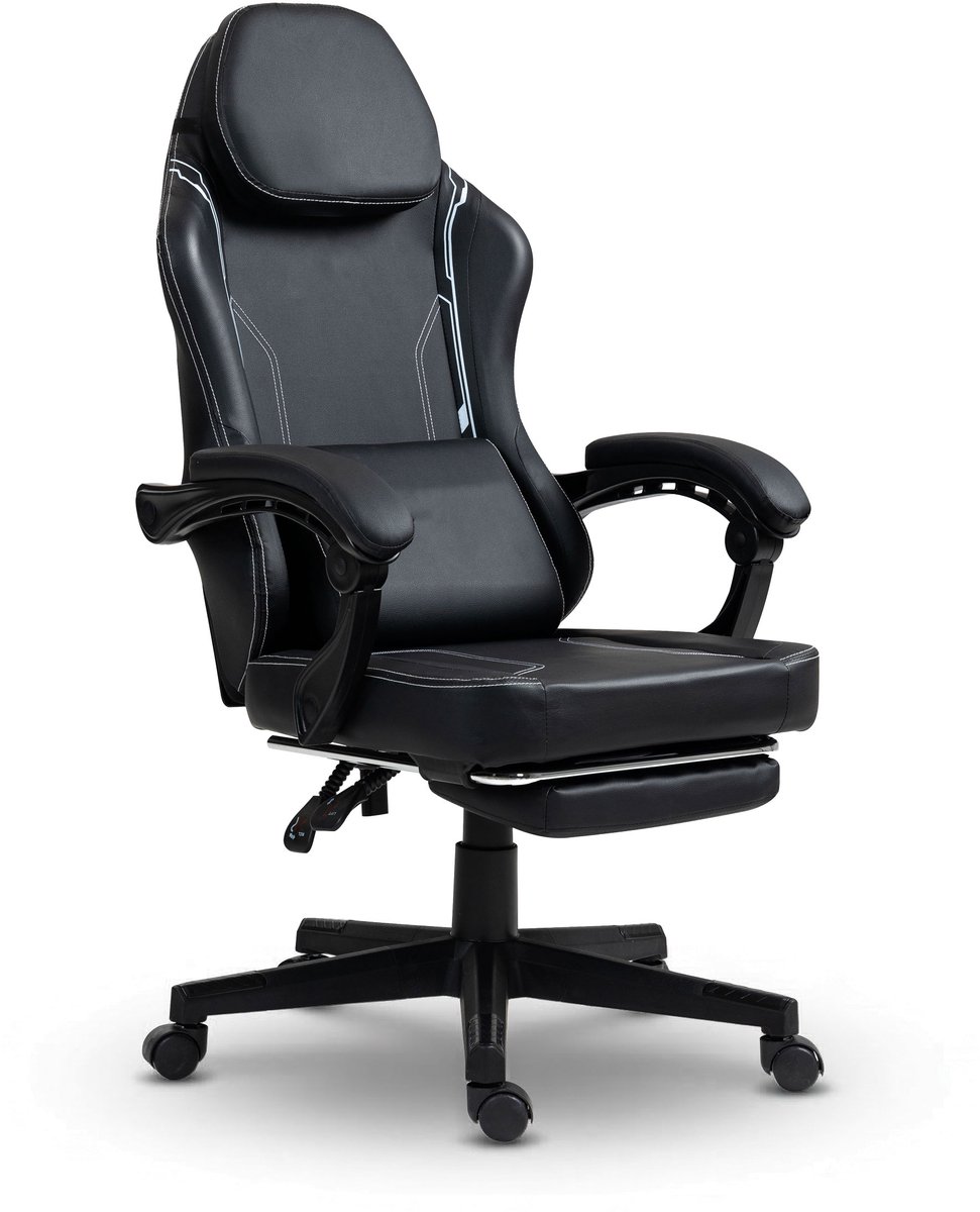 VDD Gaming Stoel met Massagefunctie en Voetsteun Zwart - afbeelding 3