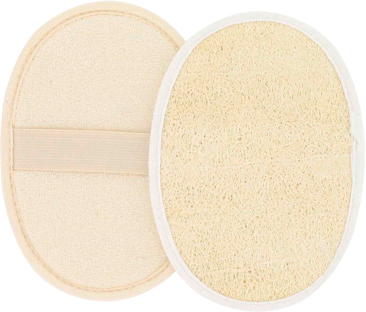 Sundo Luffa massagepad ovaal 18 × 13 cm - 100% luffa met katoenen achterkant, wasbaar tot 60 °c - Wit