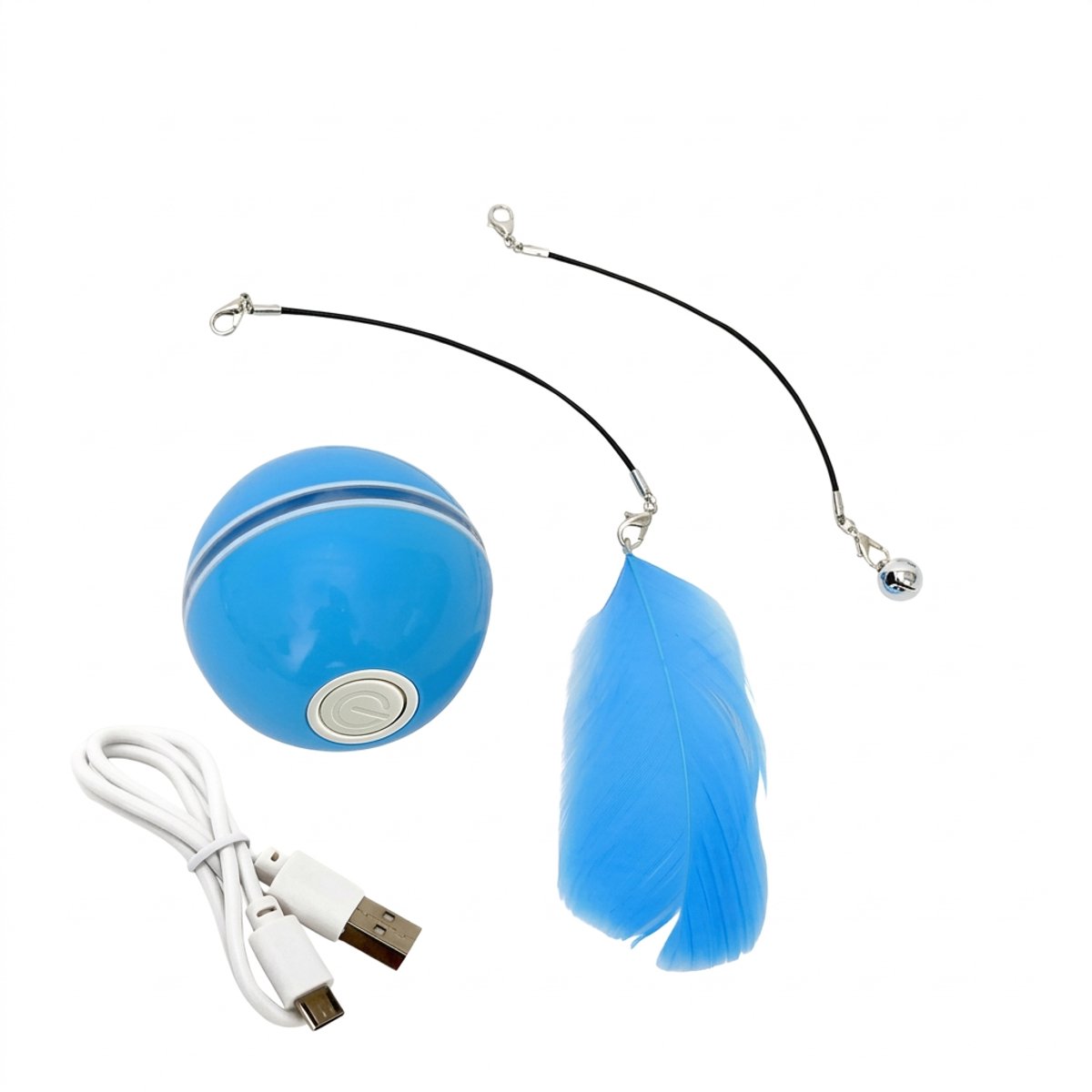 Hearyoo Interactieve Kattenbal – Elektrisch Kattenspeelgoed met LED Licht – 360° Automatische Rolbal – USB Oplaadbaar – Blauw
