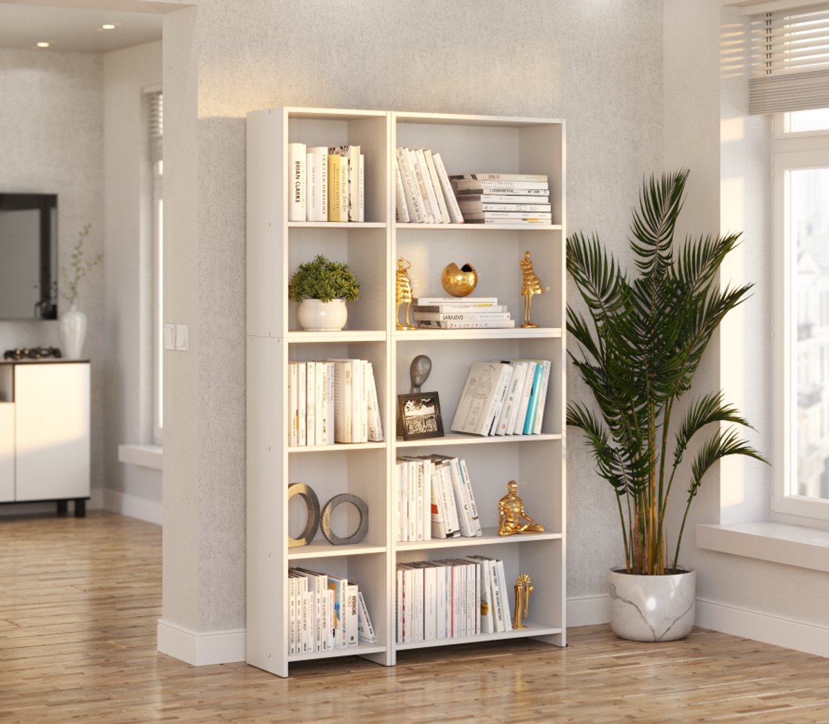 Witte kantoorboekenkast 110 cm Boekenkast Speelgoed Loft Meubels