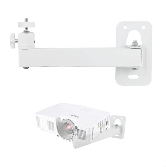 Verstelbare projector wandhouder wit 360° rotatie kantelbaar 22x11x3 cm voor thuisbioscoop kantoor