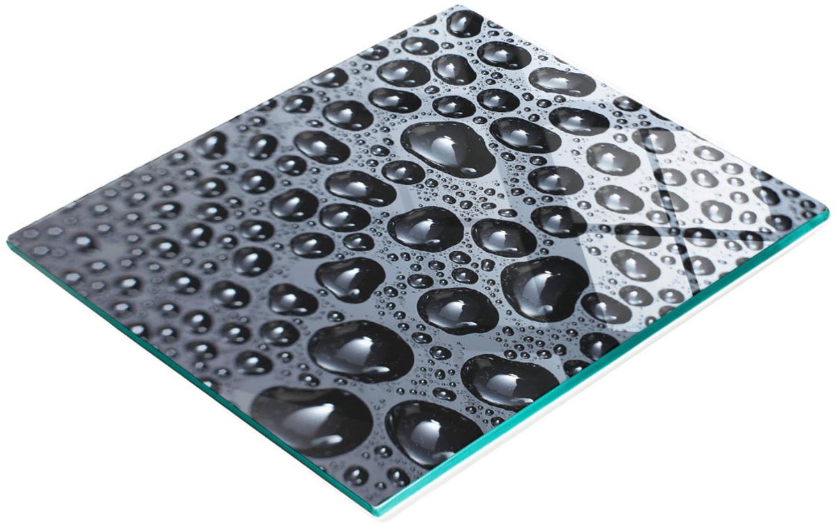 Multifunctionele decoratieve snijplank van gehard glas met waterdruppelmotief, 60x52 cm