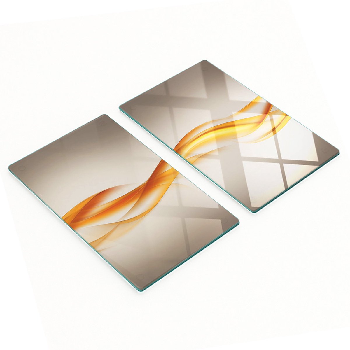 Glazen serveerplanken met abstracte golfmotieven 2x30x52 cm