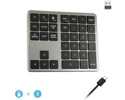 Numpad Draadloos - Numeriek Toetsenbord met Bluetooth - Oplaadbaar Draadloos - USB Toetsenbord - Keypad - 35-toetsen Extern Numeriek Toetsenbord - Plug and play - Dual Mode Numeriek Toetsenbord -Geschikt voor MacBook, iPad, Mobiele Telefoon, Computer