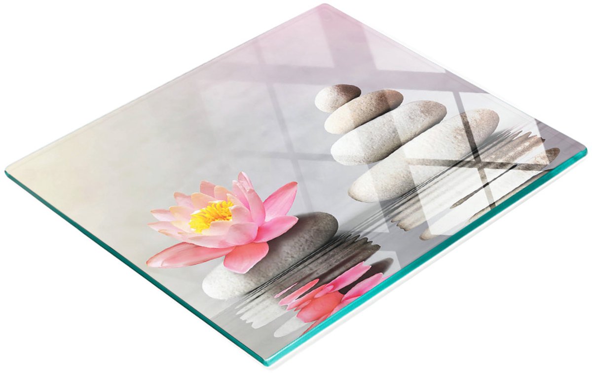 Multifunctioneel decoratief glazen bord met spasteenprint 60x52 cm