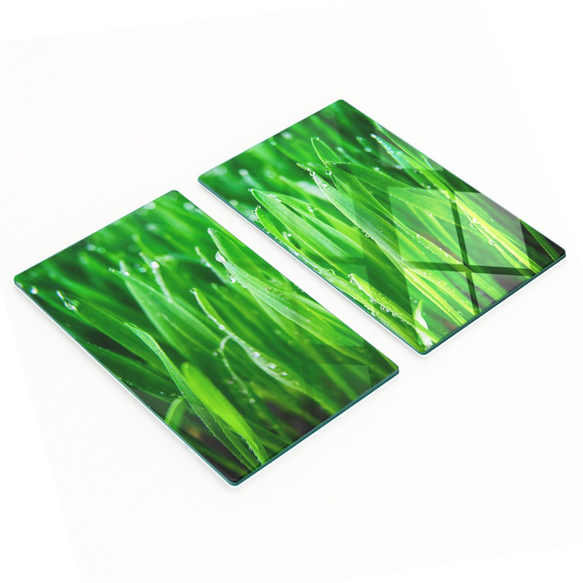 Decoratieve glazen snijplanken voor in de keuken met grasmotief, 2x30x52 cm