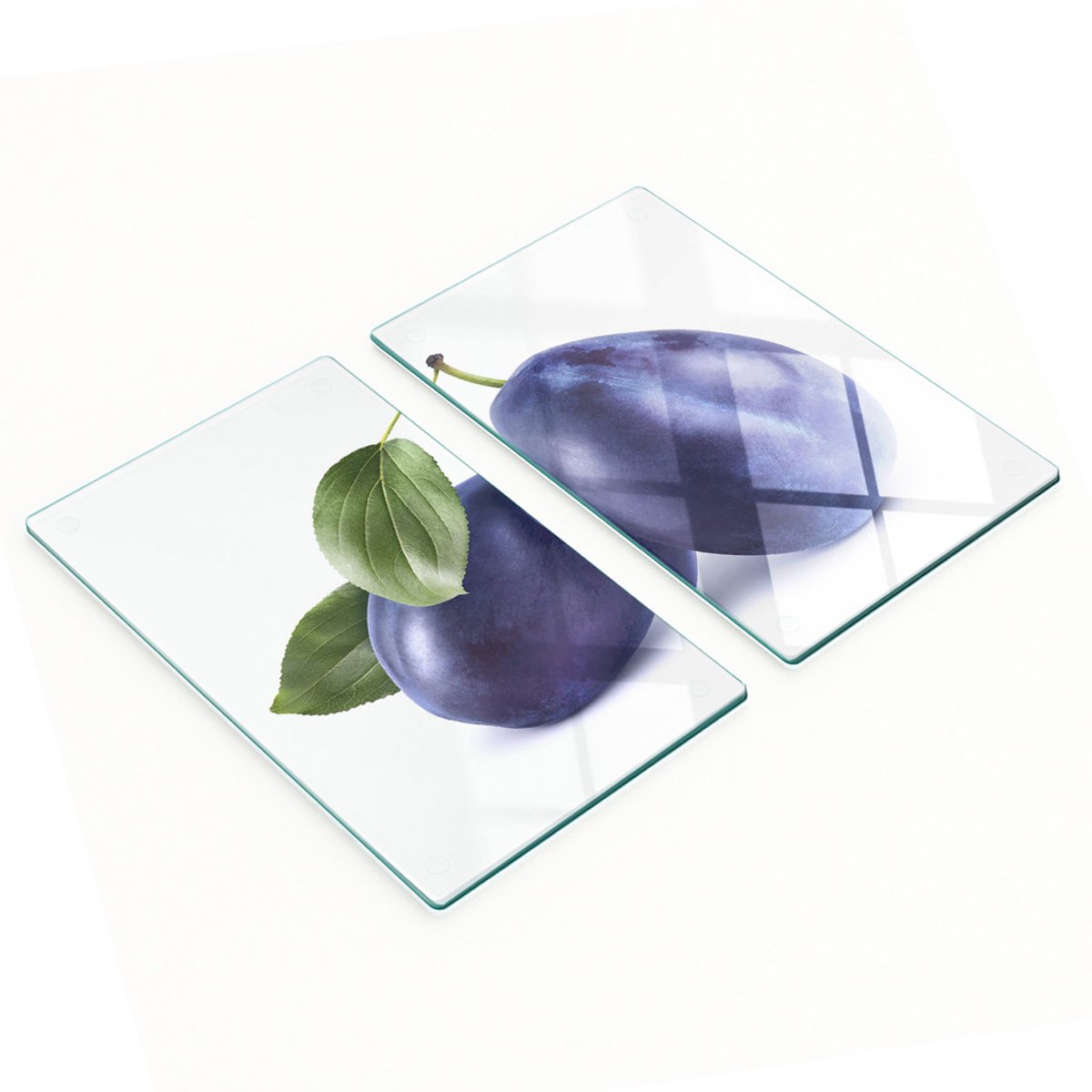 Multifunctionele decoratieve glazen borden met pruimenprint 2x30x52 cm