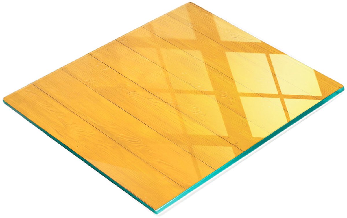 Decoratieve serveerplank van glas en hout, geel, 60x52 cm
