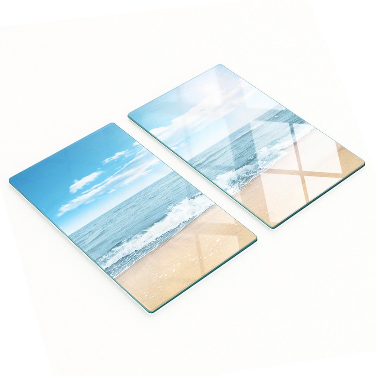 Multifunctionele decoratieve glazen borden met strandprint 2x30x52 cm
