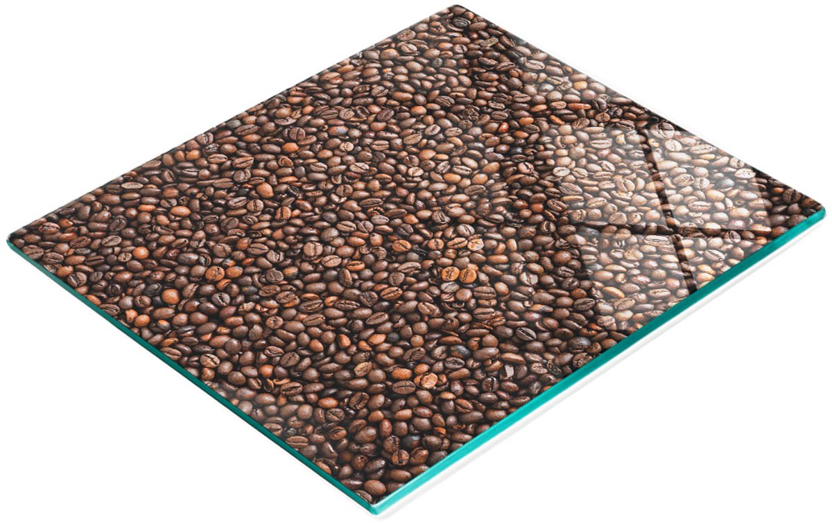 Multifunctionele decoratieve snijplank van gehard glas met koffieboonmotief, 60x52 cm