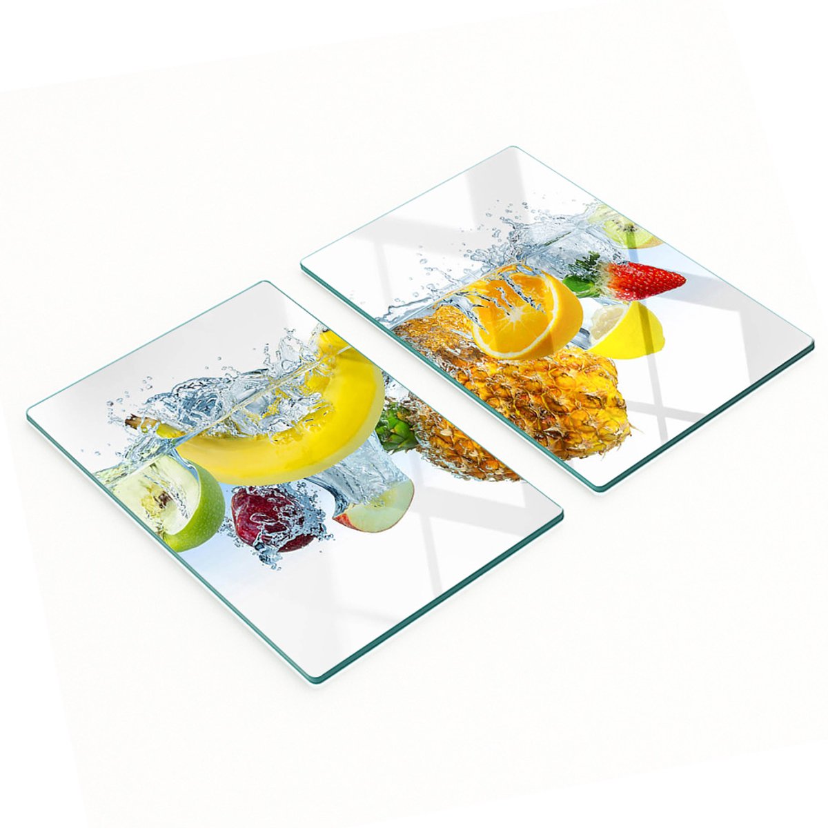 Glazen snijplanken met afbeelding van fruit onder water, 2x40x52 cm