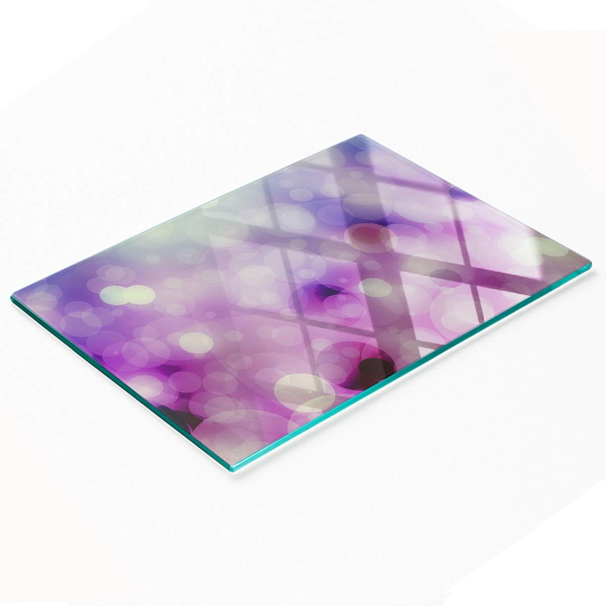 Decoratieve snijplank van gehard glas met paarse cirkels, 80x52 cm