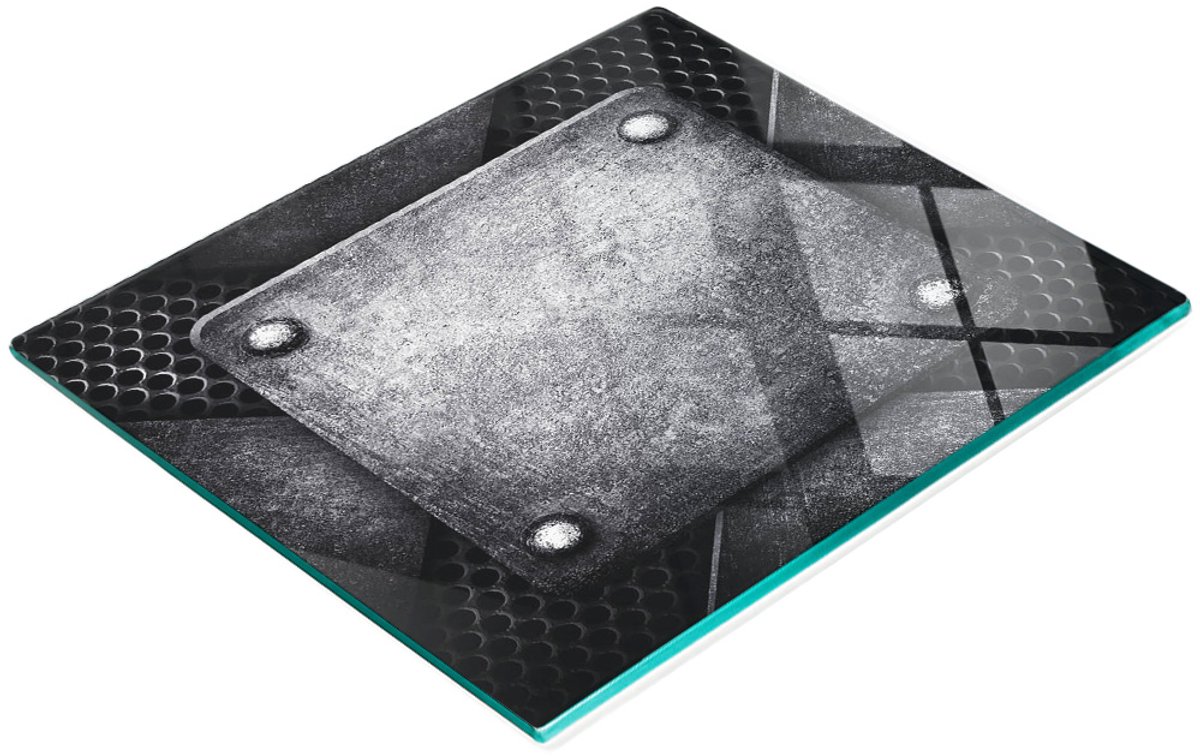 Keukenplank van gehard glas met decoratief metaalpatroon, 60x52 cm