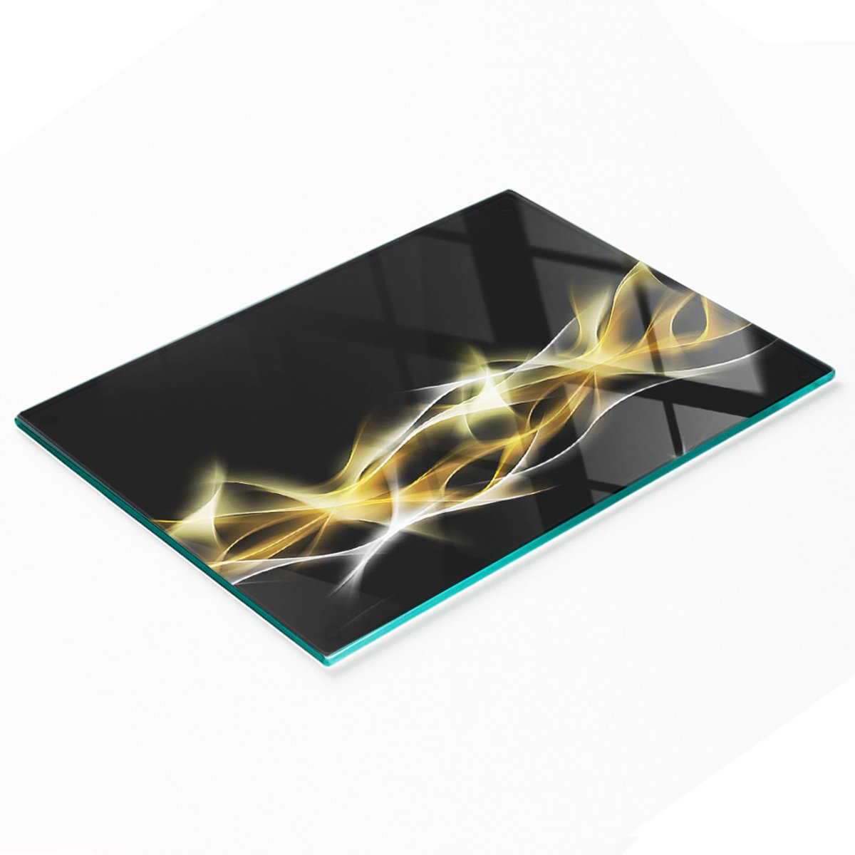 Stijlvol en duurzaam glazen paneel met abstracte lichtprint, 80x52 cm