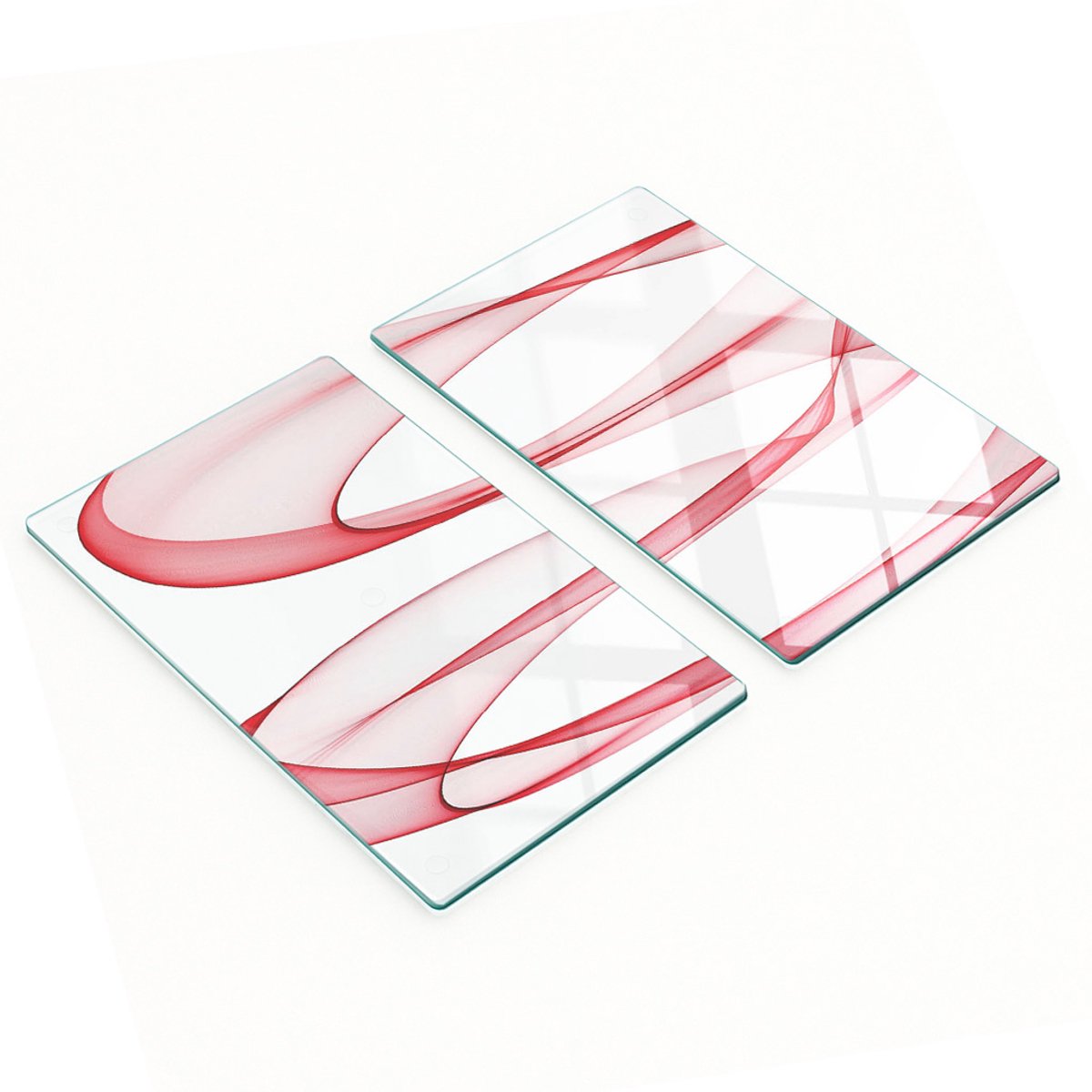 Stijlvolle en duurzame glazen borden met abstracte golfprint 2x30x52 cm