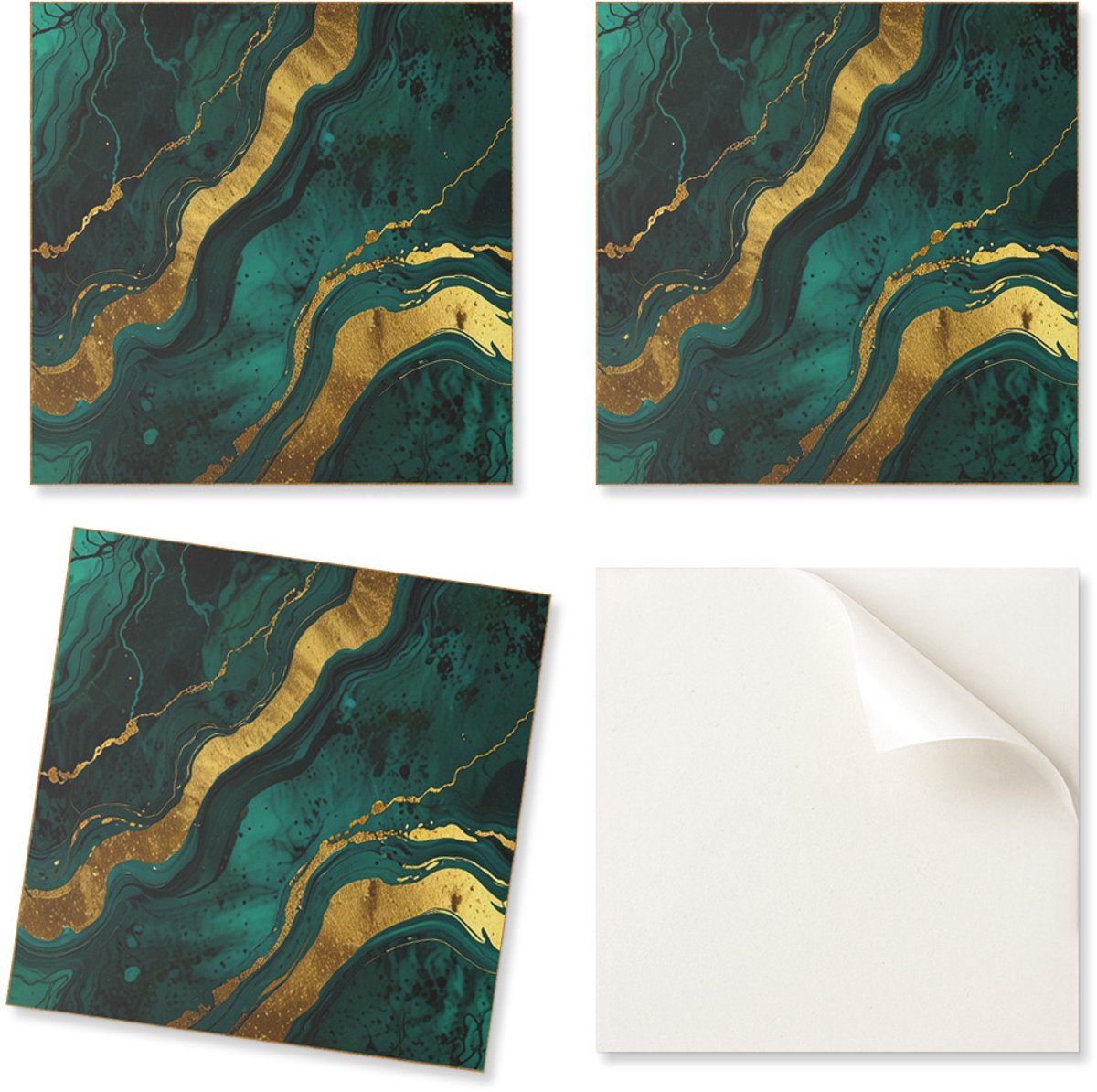Set vinyltegels met keukenmotief - Abstracte golvenstructuur 4x50x50 cm