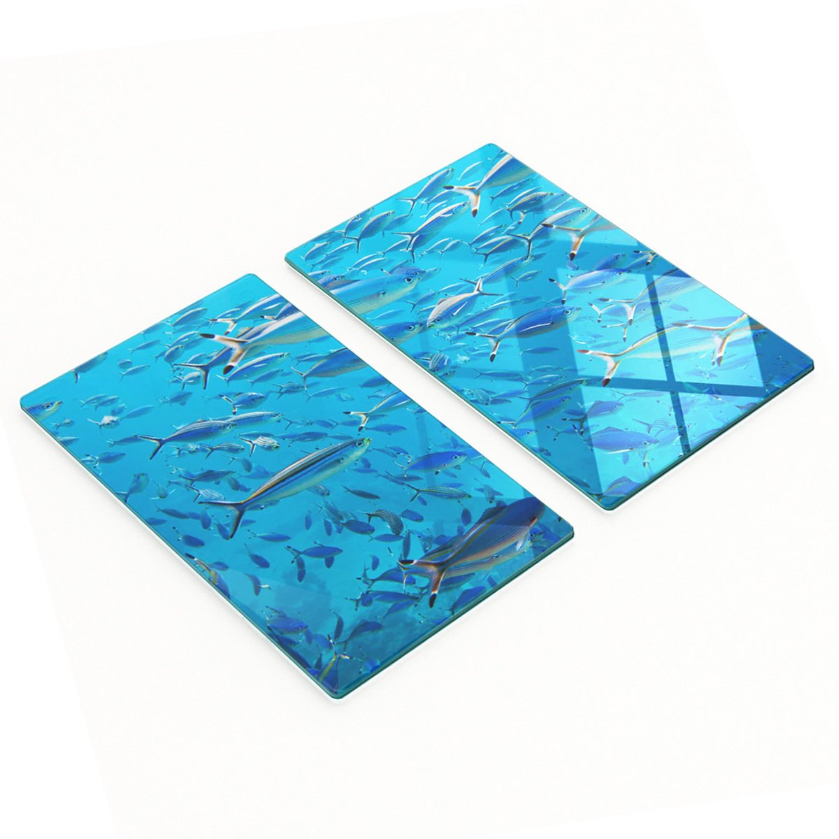 Decoratieve glazen snij- en serveerplanken met koraalvismotief, 2x30x52 cm