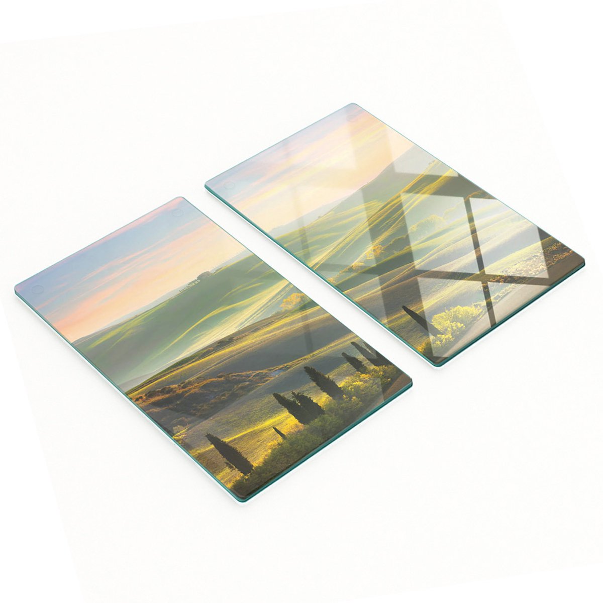 Decoratieve glazen snij- en serveerplanken Toscane Cipres 2x30x52 cm