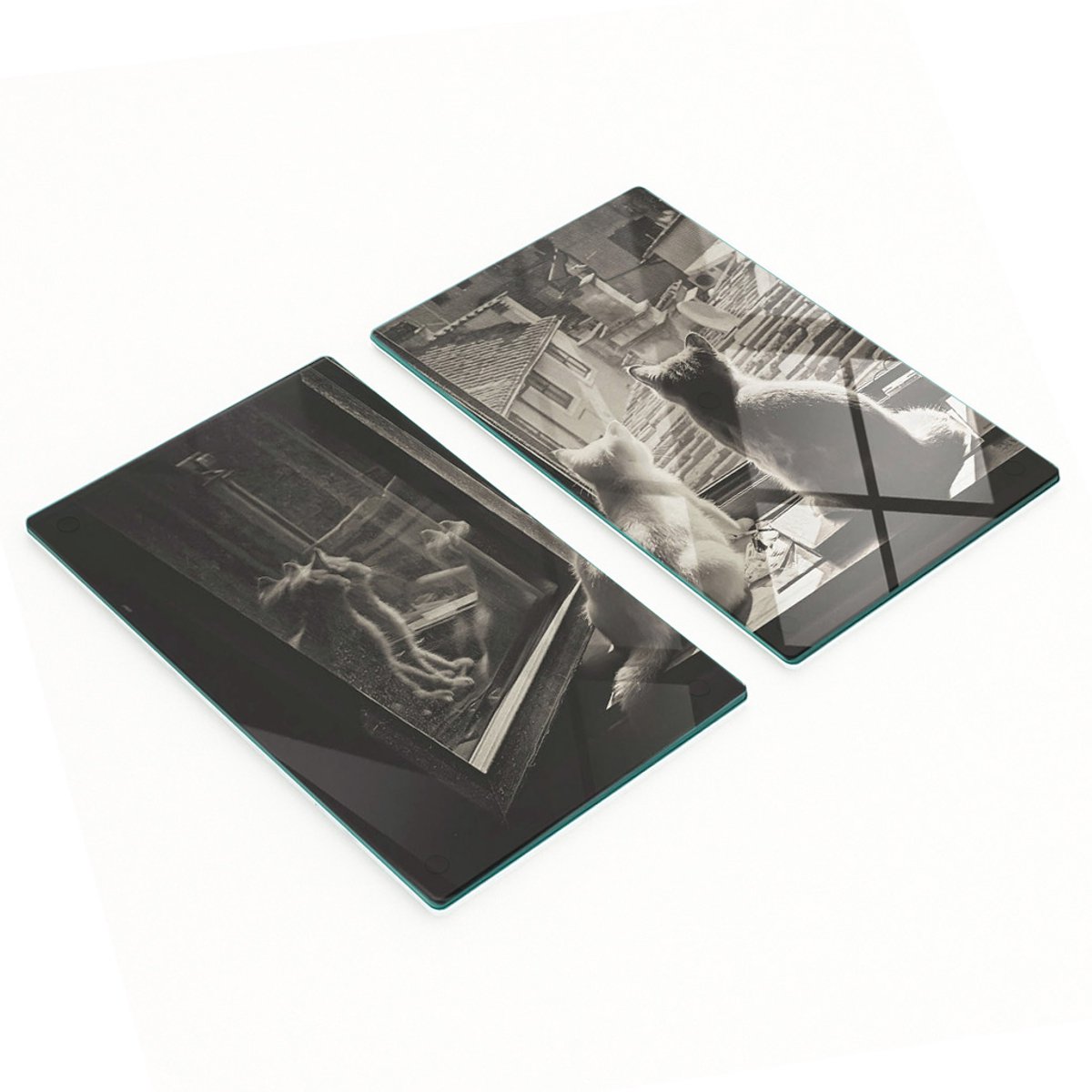 Multifunctionele decoratieve glazen keukenplanken met katten in het raam, 2x30x52 cm