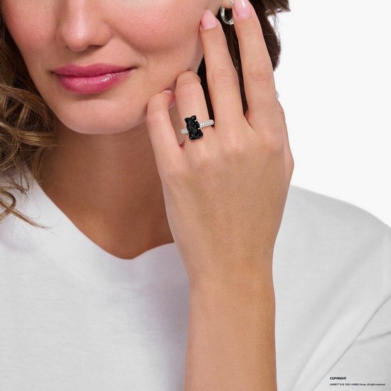 Thomas Sabo - TR2478-052-11-60 - Ring - Argent 925 - Femme - Goldbär noir - Taille de bague 60