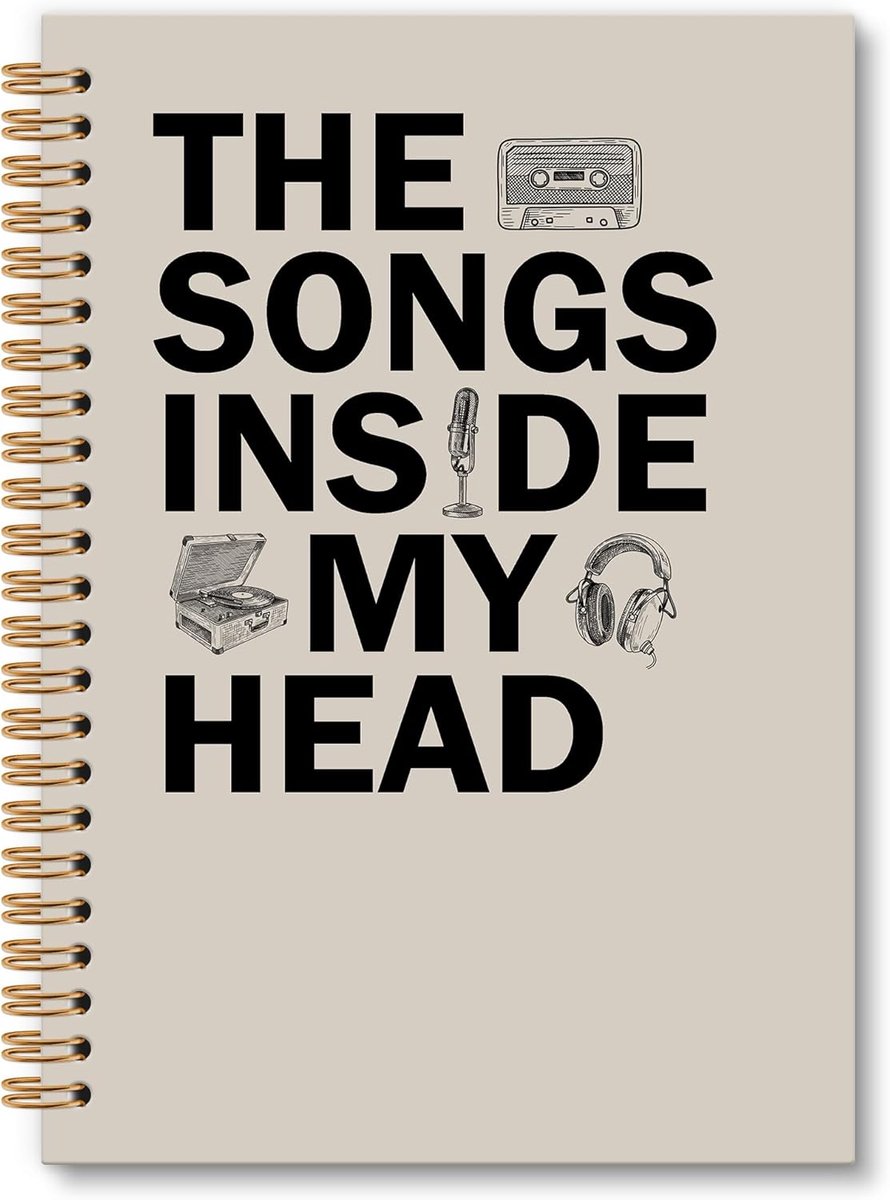 Muziek Notitieboek - Liedjes Journal - Songwriting Schrijven - Spiraalbinding Plat - 6x82 Inch - Muzikaal Thema