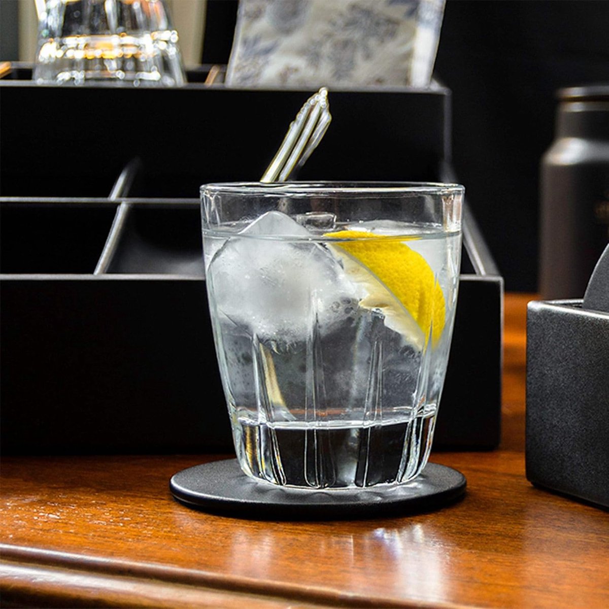 Onderzetterset - Drank Coasters - Bureau Bescherming - Vilt Onderkant - 102 cm Rond - Zwart
