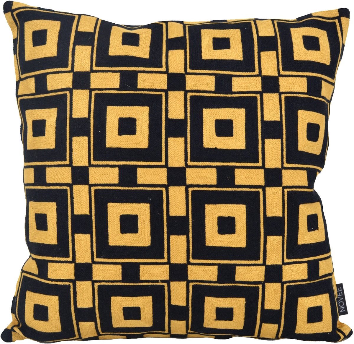 NOVÉE Sierkussen Vanity Square | 45 x45 cm | Katoen Geel-Zwart