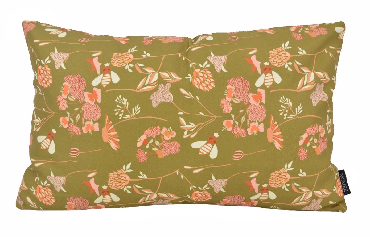 NOVÉE Sierkussen Mae Bloom Groen - Outdoor | 30 x 50 cm | Katoen