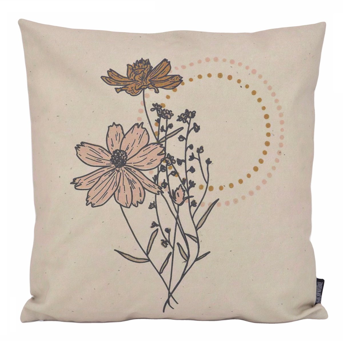 Gek op Kussens! Dried Flowers - Outdoor Kussenhoes | 45x45 cm | Katoen Bruin-Beige