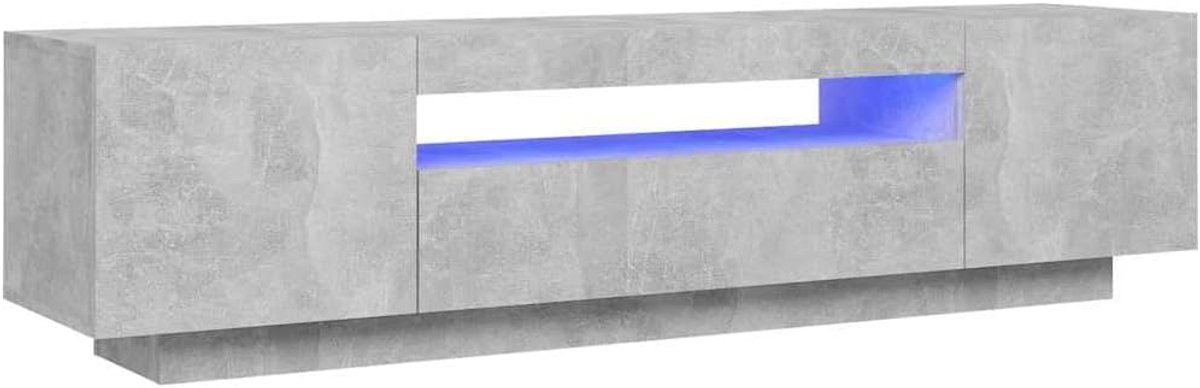 Tv-meubel met LED - Media kast - Woonkamer Inrichting - Modern Design - 160x35x40 cm - Betongrijs