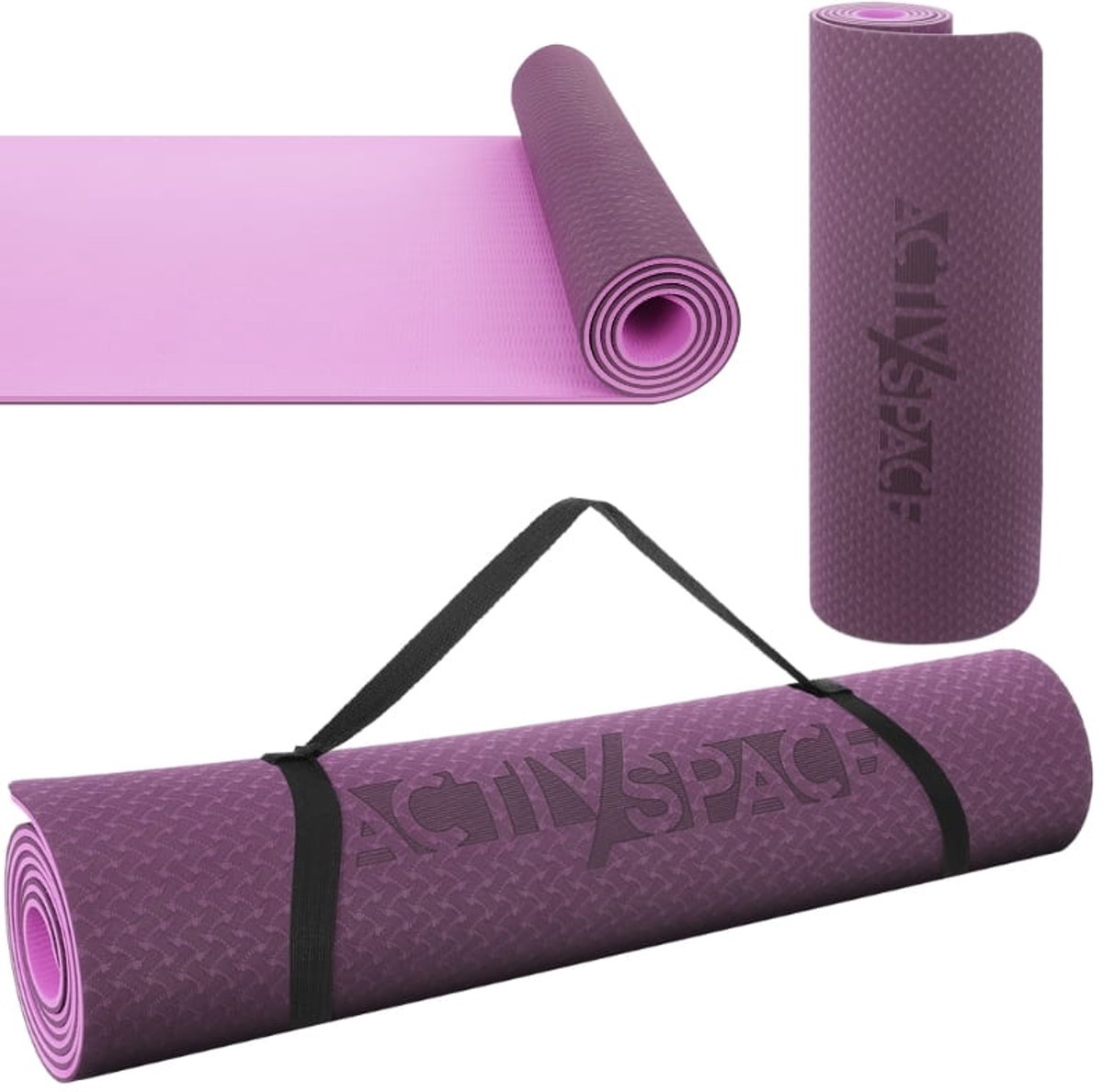 ACTIV SPACE - TPE Yogamat - 183x61 CM - 6 MM - Roze/Violet