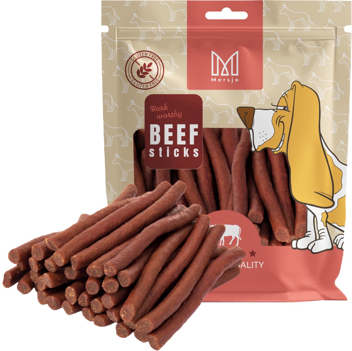 Mersjo - Kabanosy Wołowe - Hondensnack - 500g - Hoog Vleesgehalte