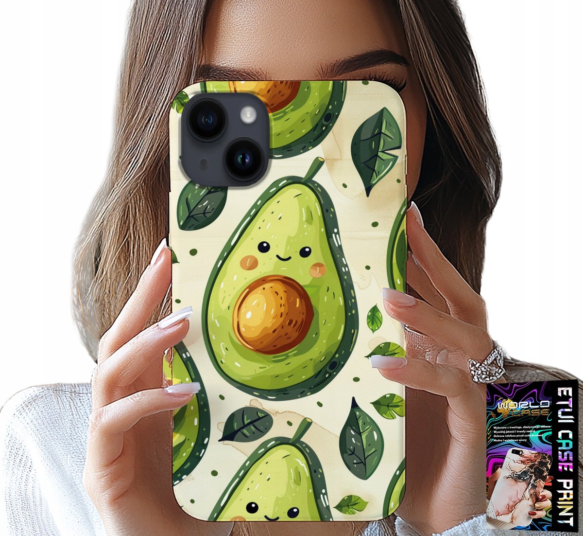 iPhone 15 hoesje - schattig hoesje met lachende avocado
