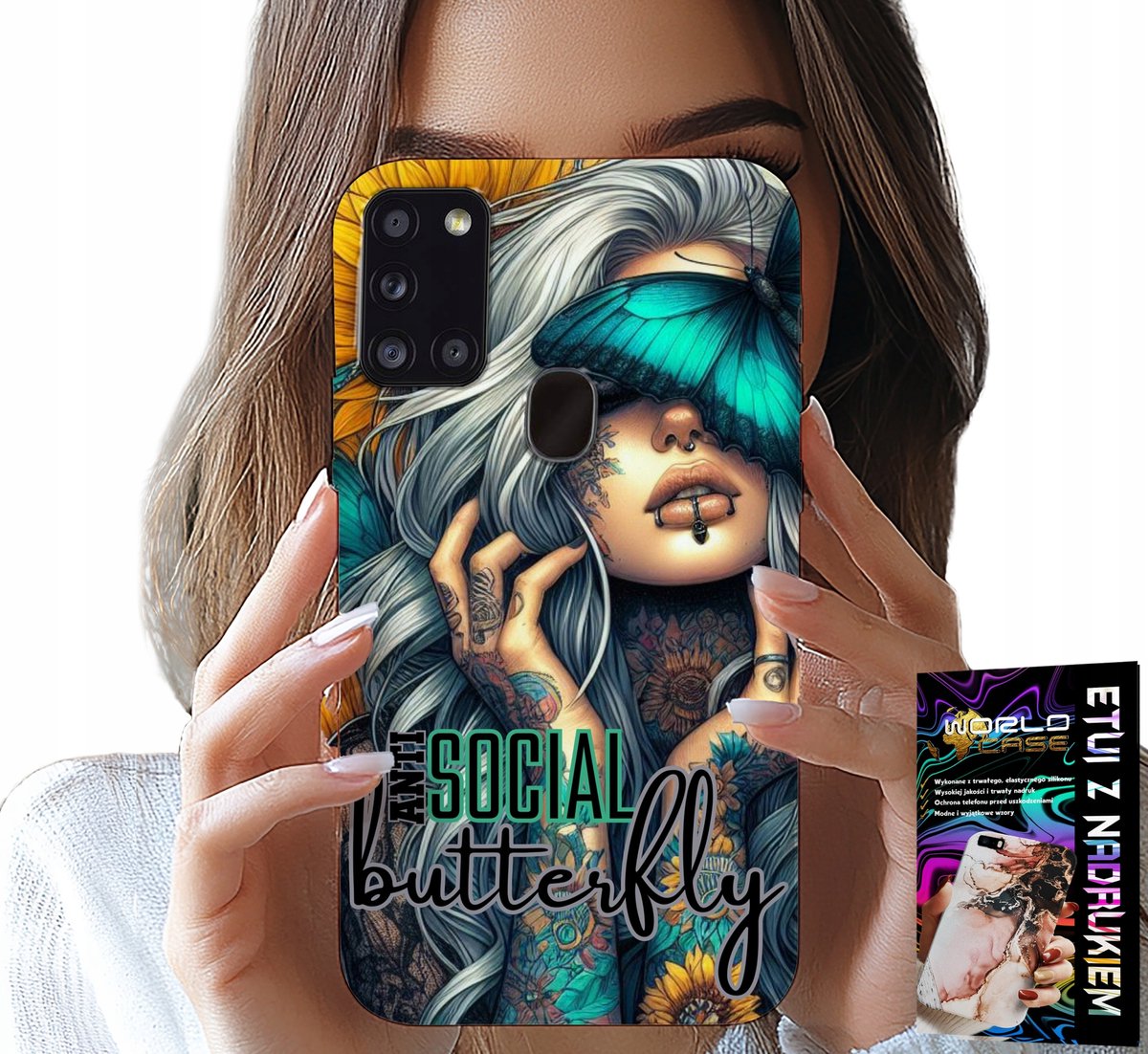 HOESJE VOOR SAMSUNG GALAXY A21S - ANTI-SOCIAAL, VLINDER, VROUW