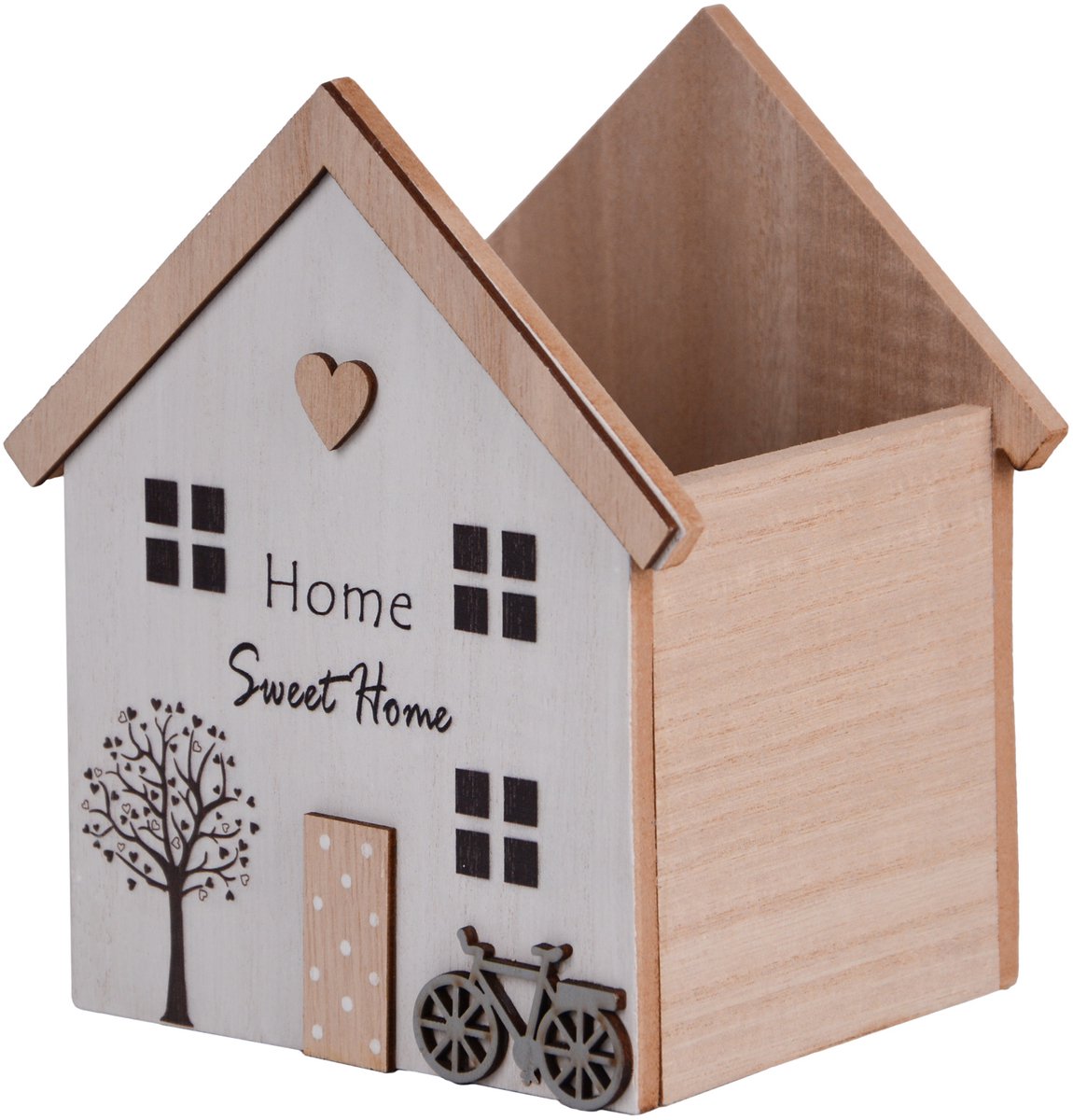 UNUS® Opbergdoos huis van hout voor het opbergen van pennen of kleine spulletjes; decoratie voor in huis, de hal, de woonkamer of de keuken