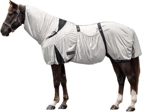 Eczeem Deken - Paardendeken Zomer - Bescherming Paard - Lichtgewicht Materiaal - 115 cm - Zilver Grijs Eczeem Deken - Paardendeken Zomer - Bescherming Paard - Lichtgewicht Materiaal - 115 cm - Zilver Grijs