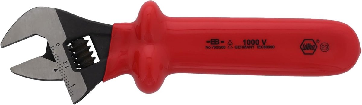 Verstelbare Moersleutel - Verstelbare Sleutel - Veilig Klussen - Tot 1000V Geïsoleerd - 8 Inch Lengte - Chroom Rood