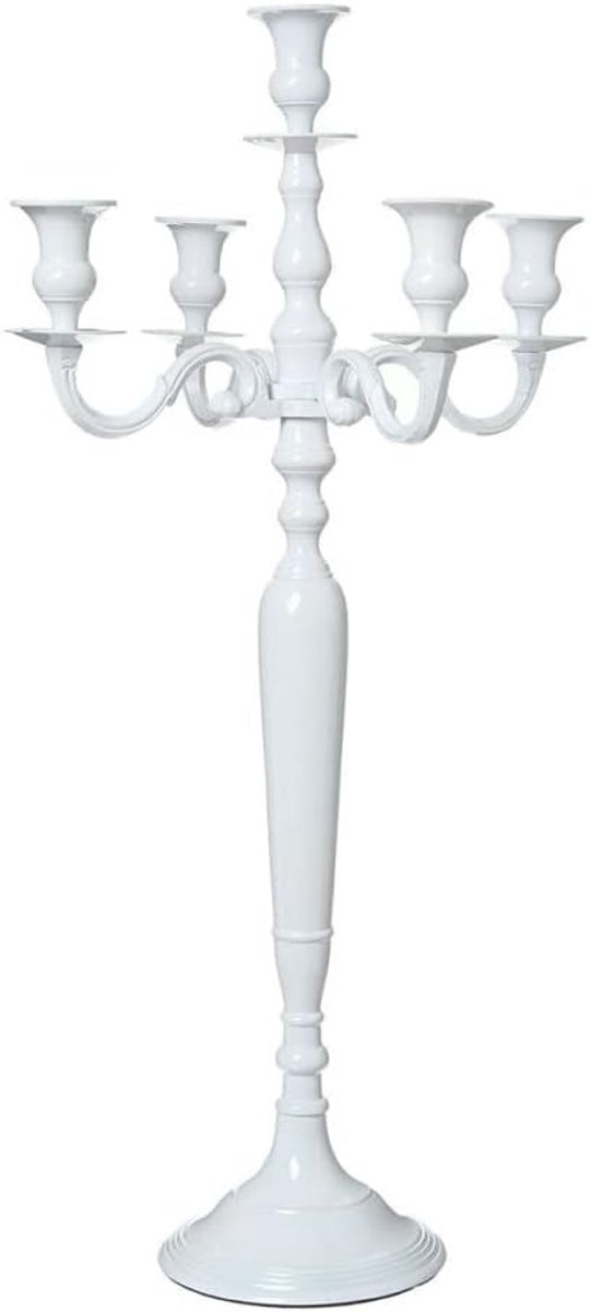 Kandelaar Antieke Stijl - Decoratieve Kaarsenstandaard - Tafeldecoratie Bruiloft - Eenvoudig te Monteren - 80 cm Hoog - Wit