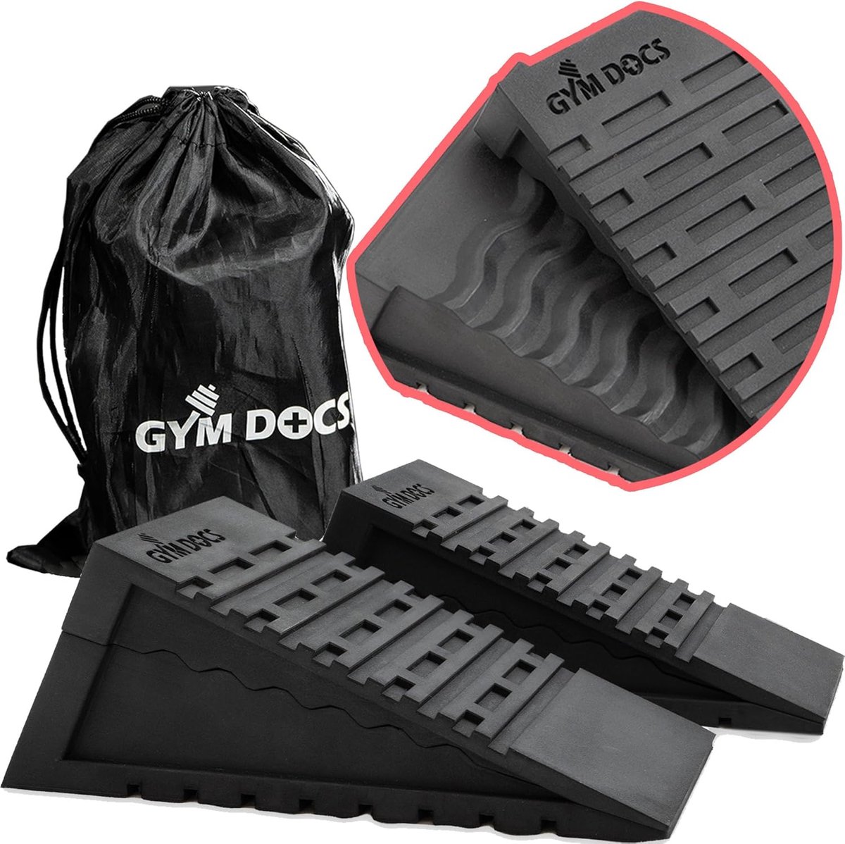 Squat Wedge Set - Verstelbare Helling - Kracht Training - Anti-slip Ontwerp - 23 x 12 x 9 cm - Zwart