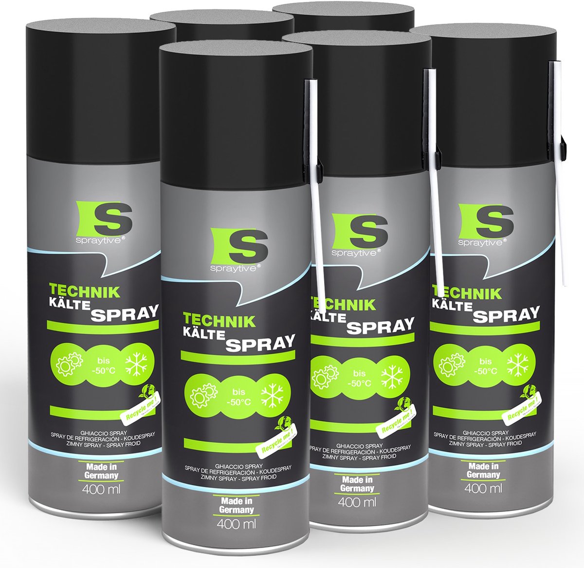 Spraytive 6x 400ml koudespray -50°C ijsspray voor elektronica foutopsporing sensortest montagehulp verdampt snel zonder residu