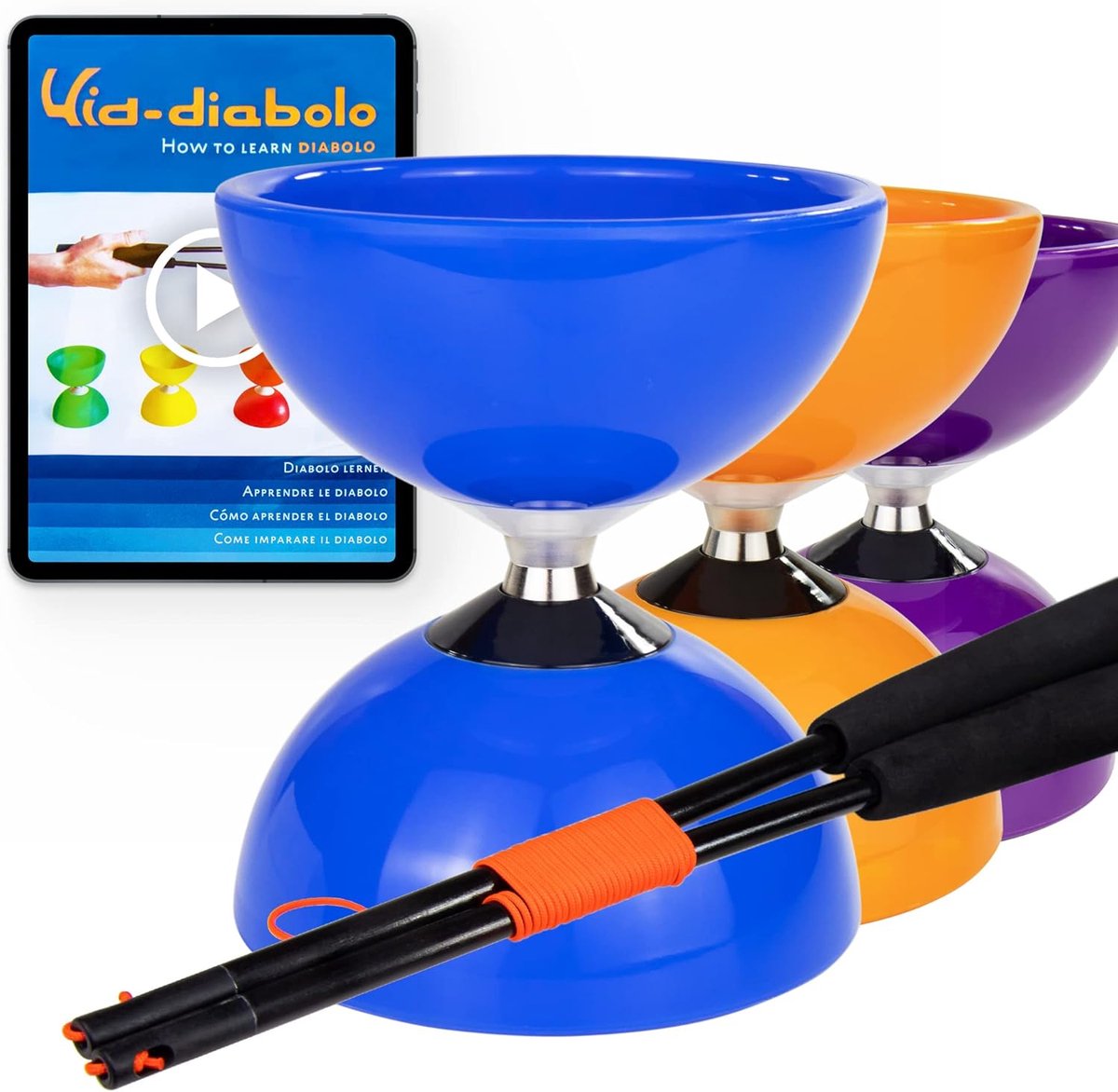 Jongleerset Diabolo - Circus Speelgoed - Nieuwe Trucs Leren - Kogellager Systeem - Medium Grootte - Blauw