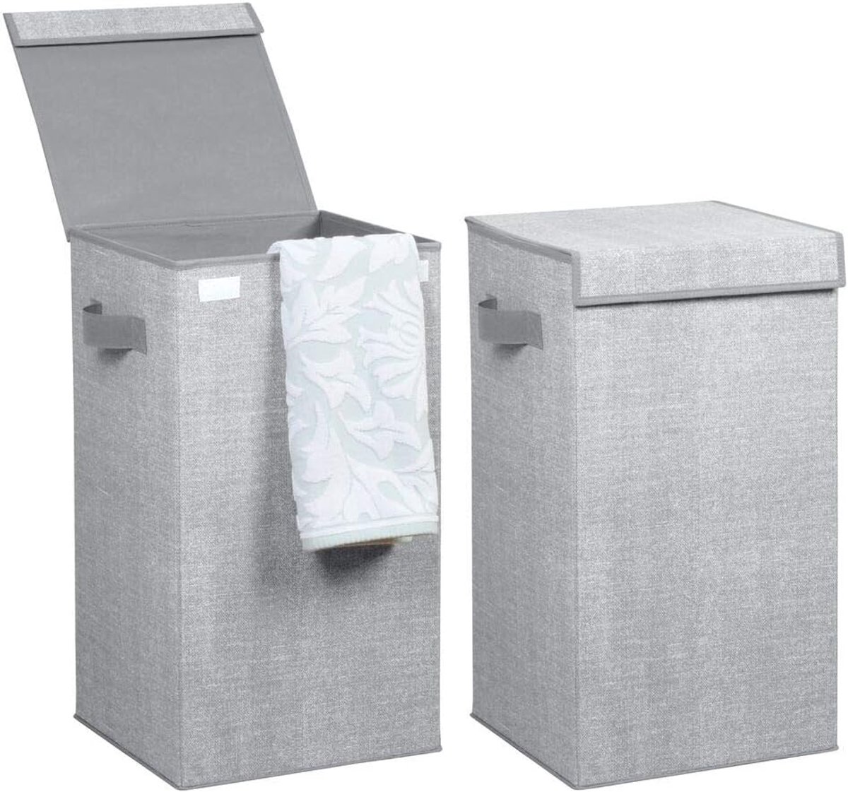 Wasmand Set - Opvouwbare Manden - Kleding Sorteren - Inclusief Deksel - 35x35x64 cm - Grijs