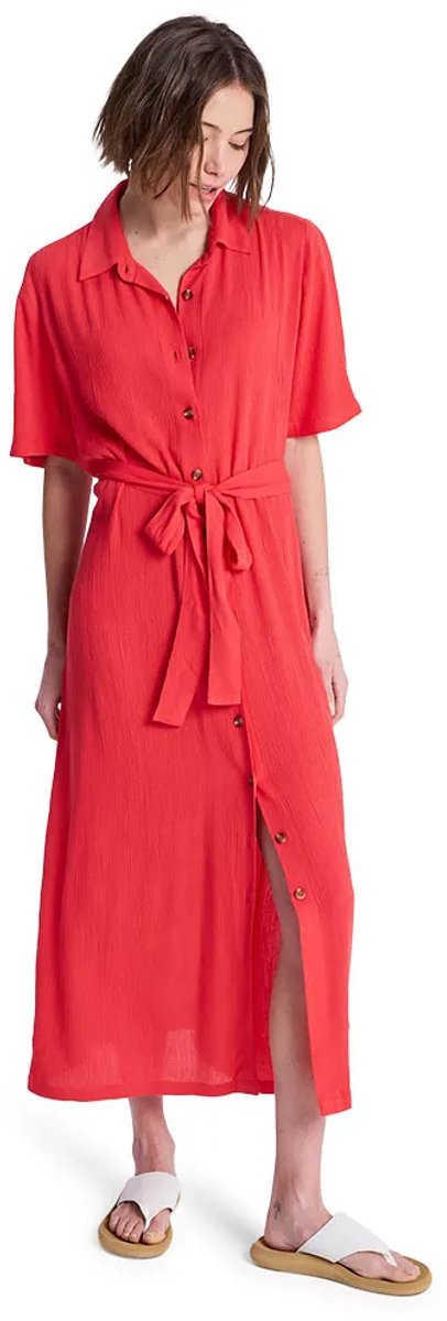 Roxy Island Escape Solid Jurk Met Korte Mouwen XS Vrouw Hibiscus