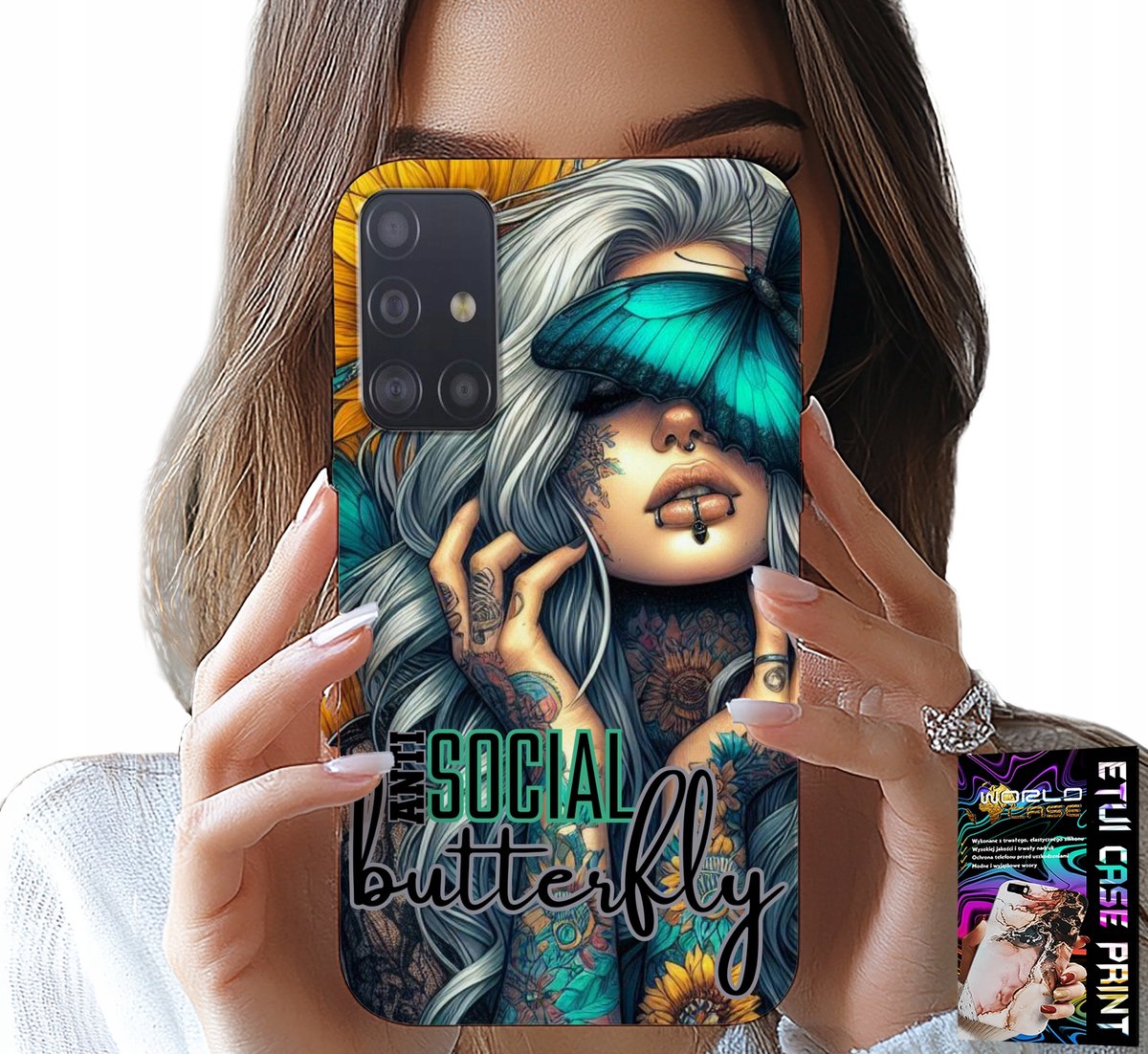 HOESJE VOOR SAMSUNG GALAXY A71 - ANTI-SOCIAAL, VLINDER, VROUW